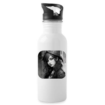 Mysterious girl in Victorian style - Water bottle with straw - white - Right