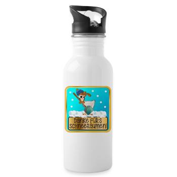 DANKESCHÖN WINTERDIENST - SCHNEERÄUMEN HUHN - Trinkflasche mit integriertem Trinkhalm - Weiß - Rechts