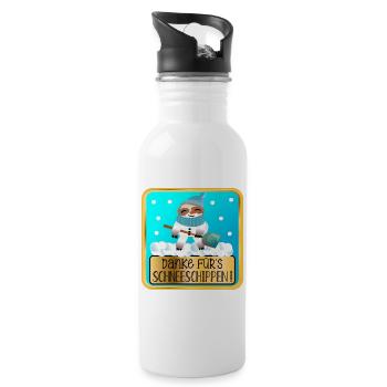 DANKESCHÖN GESCHENKE - SCHNEE SCHIPPEN FAULTIERE - Trinkflasche mit integriertem Trinkhalm - Weiß - Rechts
