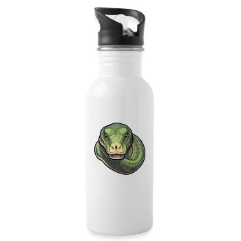 Anaconda Cute Happy Kawaii Cartoon Clipart Animal - Water bottle with straw - white - Right