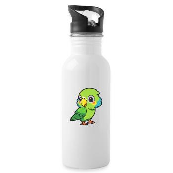 Papagei Niedlich Glücklich Kawaii Cartoon Clipart Tier - Trinkflasche mit integriertem Trinkhalm - Weiß - Rechts