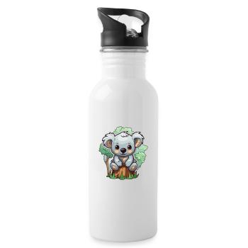 Koala Niedlich Glücklich Kawaii Cartoon Clipart Tier - Trinkflasche mit integriertem Trinkhalm - Weiß - Rechts