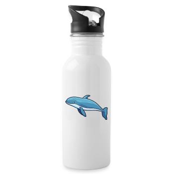 Baleine mignon heureux Kawaii Cartoon Clipart Animal - Gourde avec paille intégrée - blanc - Droite