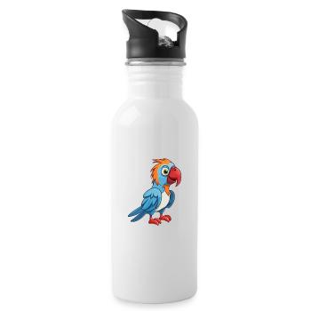 Papagei Niedlich Glücklich Kawaii Cartoon Clipart Tier - Trinkflasche mit integriertem Trinkhalm - Weiß - Rechts