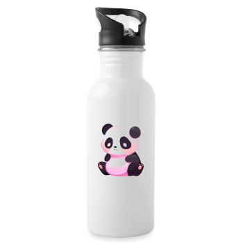 Panda Mignon Heureux Kawaii Cartoon Clipart Animal - Gourde avec paille intégrée - blanc - Droite