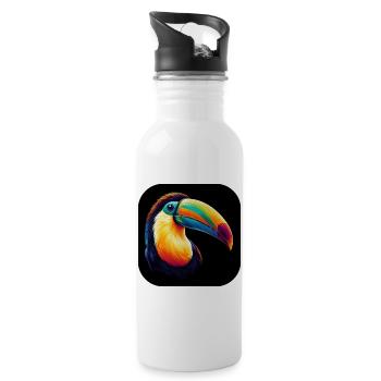Toucan colorful beak photorealistic - Water bottle with straw - white - Right