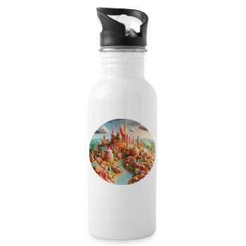 Candy world landscape colorful animation - Water bottle with straw - white - Right