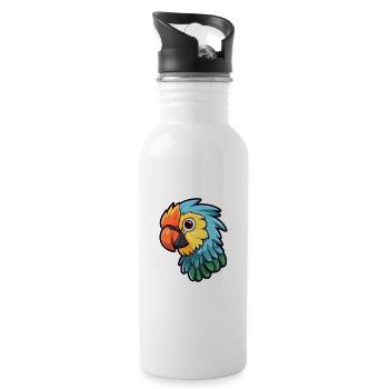 Papagei süßes glückliches Kawaii Cartoon Clipart Tier - Trinkflasche mit integriertem Trinkhalm - Weiß - Rechts