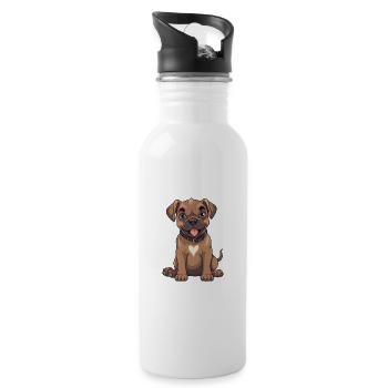 Perro De Presa Canario Hund Cartoon Kawaii Clipart - Trinkflasche mit integriertem Trinkhalm - Weiß - Rechts
