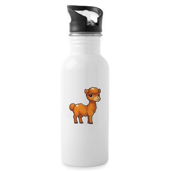 Camel Cute Happy Kawaii Cartoon Clipart Animal - Water bottle with straw - white - Right