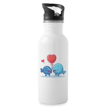 Baleines Kawaii Cartoon Pet Jouant Avec Des Ballons - Gourde avec paille intégrée - blanc - Droite