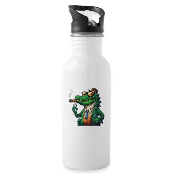 Krokodil - Trinkflasche mit integriertem Trinkhalm - Weiß - Rechts