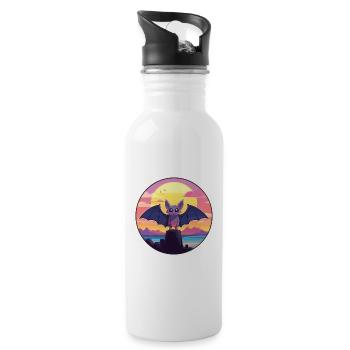 Fledermaus buntes Aquarell Cartoon Kawaii Tier - Trinkflasche mit integriertem Trinkhalm - Weiß - Rechts