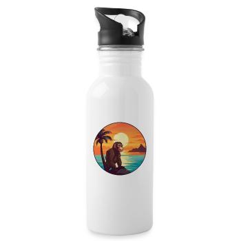 Affe buntes Aquarell Cartoon Kawaii Tier - Trinkflasche mit integriertem Trinkhalm - Weiß - Rechts
