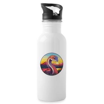Cobra Snake Colorful Watercolor Cartoon Kawaii Pet - Water bottle with straw - white - Right
