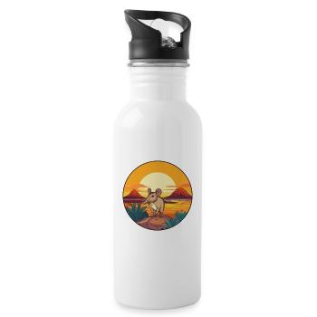Elephant Shrew Colorful Watercolor Cartoon Kawaii - Water bottle with straw - white - Right