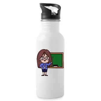 Salaried Job Teacher Career Profession Work - Water bottle with straw - white - Right