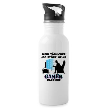 Gamer Job Statement Karriere Arbeit Workaholic - Trinkflasche mit integriertem Trinkhalm - Weiß - Rechts