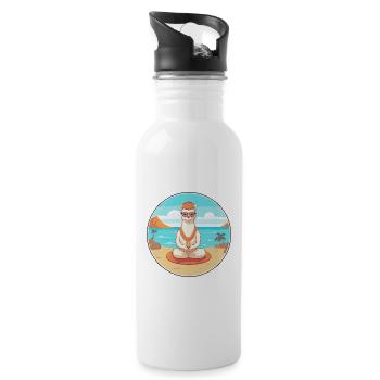 Alpaka Cartoon Yoga Strand Sommer Illustration - Trinkflasche mit integriertem Trinkhalm - Weiß - Rechts