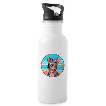 Aardwolf Aquarelle Cartoon Kawaii Clipart Animal - Gourde avec paille intégrée - blanc - Droite