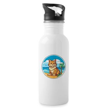 Rotluchs Aquarell Cartoon Kawaii Clipart Tier - Trinkflasche mit integriertem Trinkhalm - Weiß - Rechts