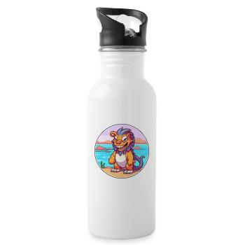 Chimera Watercolor Cartoon Kawaii Clipart Animal - Water bottle with straw - white - Right