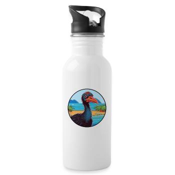 Cassowary Watercolor Cartoon Kawaii Clipart Animal - Water bottle with straw - white - Right