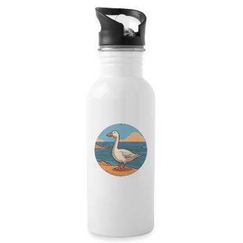 Goose Watercolor Cartoon Kawaii Clipart Animal - Water bottle with straw - white - Right