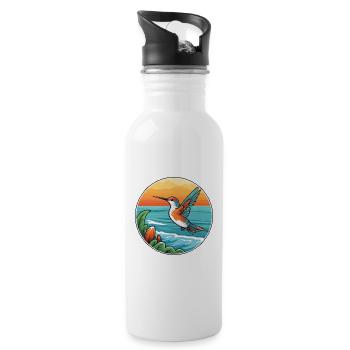 Colibri aquarelle dessin animé Kawaii Clipart animal de compagnie - Gourde avec paille intégrée - blanc - Droite