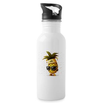 Ananas-Paradies - Trinkflasche mit integriertem Trinkhalm - Weiß - Rechts