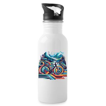 Vélo aux lignes ondulées - Gourde avec paille intégrée - blanc - Droite