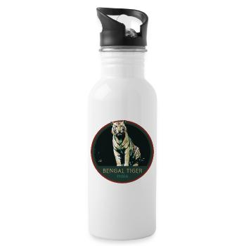 Bengalischer Tiger Porträt Aufnäher: Indische Fauna - Trinkflasche mit integriertem Trinkhalm - Weiß - Rechts