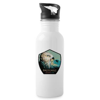 Alaska-Weißkopfseeadler-Porträt - Trinkflasche mit integriertem Trinkhalm - Weiß - Rechts