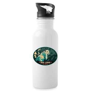 Snow Leopard illustration patch - Water bottle with straw - white - Right