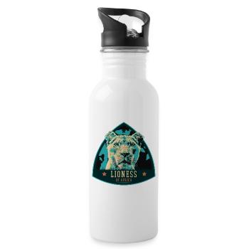 Portrait de lionne – Illustration puissante - Gourde avec paille intégrée - blanc - Droite