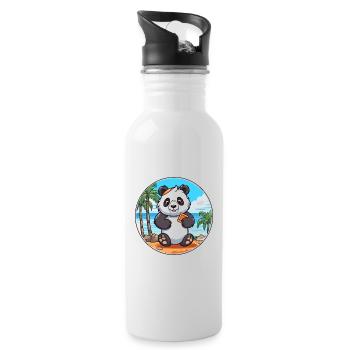 Panda Aquarell Karikatur Kawaii Clipart Tier - Trinkflasche mit integriertem Trinkhalm - Weiß - Rechts
