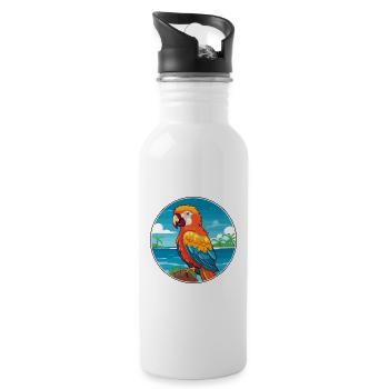 Parrot Watercolor Cartoon Kawaii Clipart Animal - Water bottle with straw - white - Right