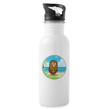 Kiwi Aquarell Cartoon Kawaii Clipart Tier - Trinkflasche mit integriertem Trinkhalm - Weiß - Rechts