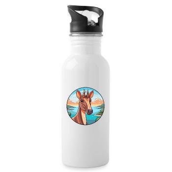 Okapi Watercolor Cartoon Kawaii Clipart Animal - Water bottle with straw - white - Right