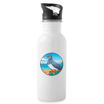 Taube Aquarell Cartoon Kawaii Clipart Tier - Trinkflasche mit integriertem Trinkhalm - Weiß - Rechts