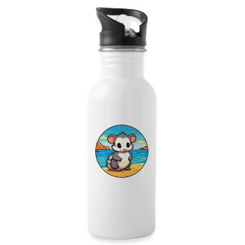 Opossum Aquarell Cartoon Kawaii Clipart Tier - Trinkflasche mit integriertem Trinkhalm - Weiß - Rechts