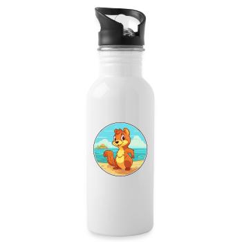 Eichhörnchen Aquarell Cartoon Kawaii Clipart Tier - Trinkflasche mit integriertem Trinkhalm - Weiß - Rechts