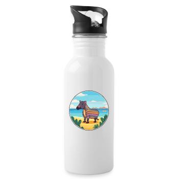 Tapir Watercolor Cartoon Kawaii Clipart Animal - Water bottle with straw - white - Right