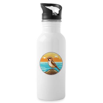 Sparrow Watercolor Cartoon Kawaii Clipart Animal - Water bottle with straw - white - Right