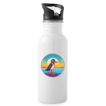Bird Watercolor Cartoon Kawaii Clipart Animal - Water bottle with straw - white - Right