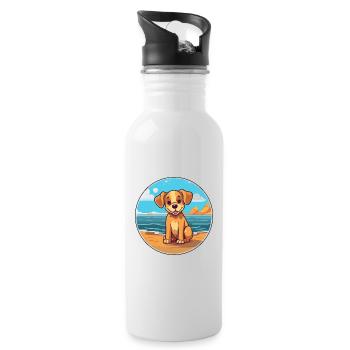 Chien aquarelle dessin animé Kawaii Clipart Animal - Gourde avec paille intégrée - blanc - Droite