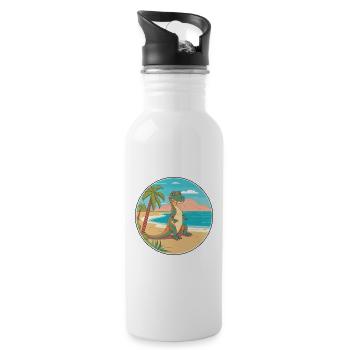 Lizard Watercolor Cartoon Kawaii Clipart Animal - Water bottle with straw - white - Right
