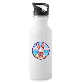 Lapin aquarelle dessin animé Kawaii Clipart Animal - Gourde avec paille intégrée - blanc - Droite