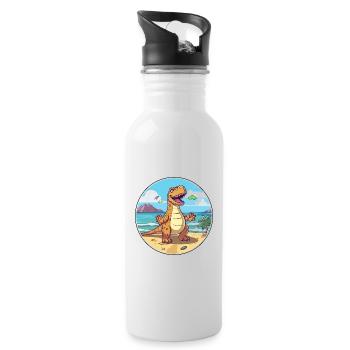 Dinosaurier Aquarell Cartoon Kawaii Clipart Tier - Trinkflasche mit integriertem Trinkhalm - Weiß - Rechts