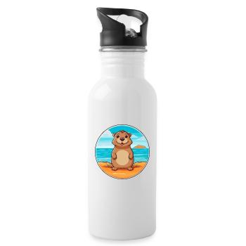 Gopher Watercolor Cartoon Kawaii Clipart Animal - Water bottle with straw - white - Right